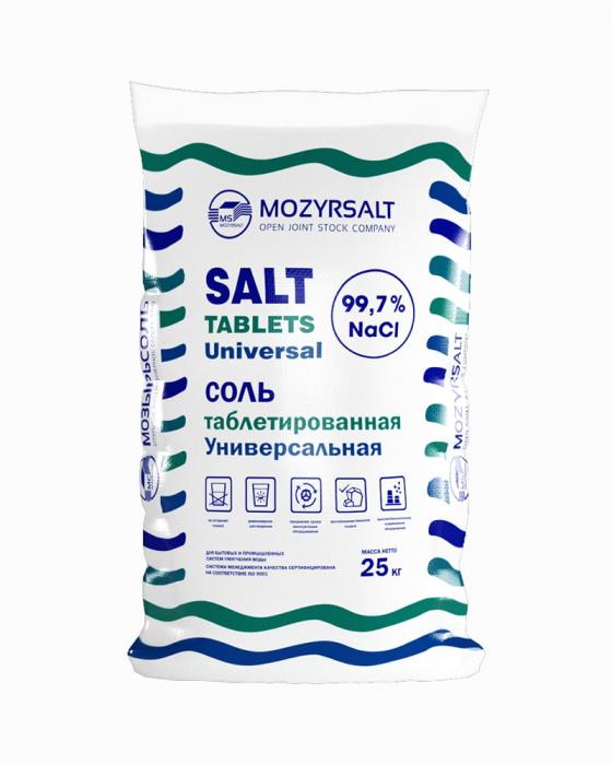 Таблетированная соль Мозырьсоль Экстра (пэт мешки) 25 кг Таблетированная соль Мозырьсоль Экстра (пэт мешки) 25 кг